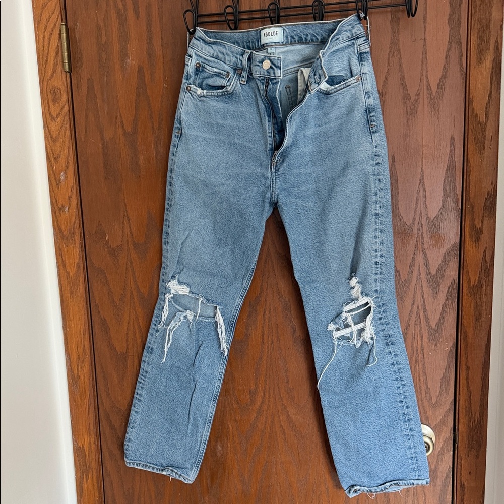 Agolde Light Blue Ripped Jeans